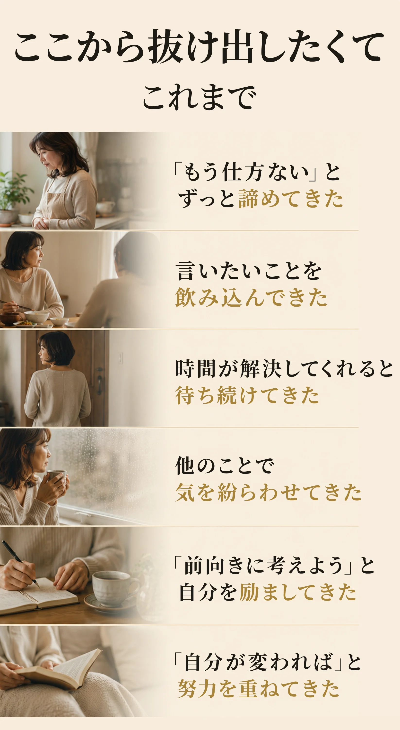 これらを変えようとこれまで…などを試してきた